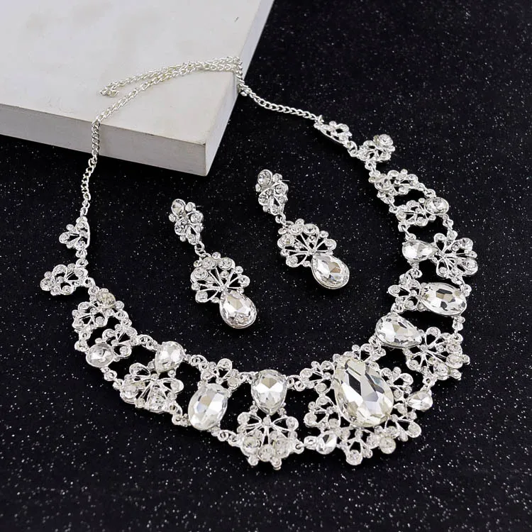 Серьги-гвоздики со стразами joia de cristal Acessorios Do Casamento Colar brincos conjunto de joias mulheres bijoux