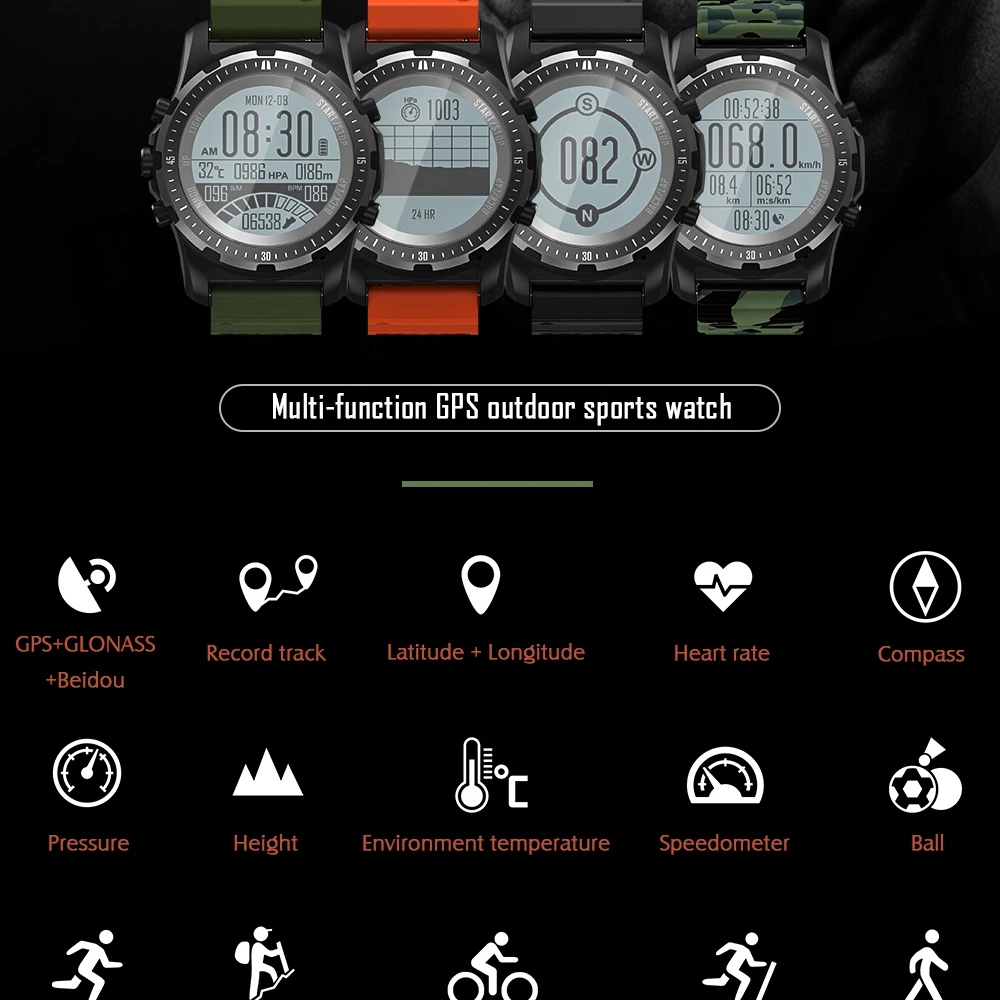 Gps умные часы мужские S966 пульсометр мульти спорт smartWatch фитнес трекер поддержка