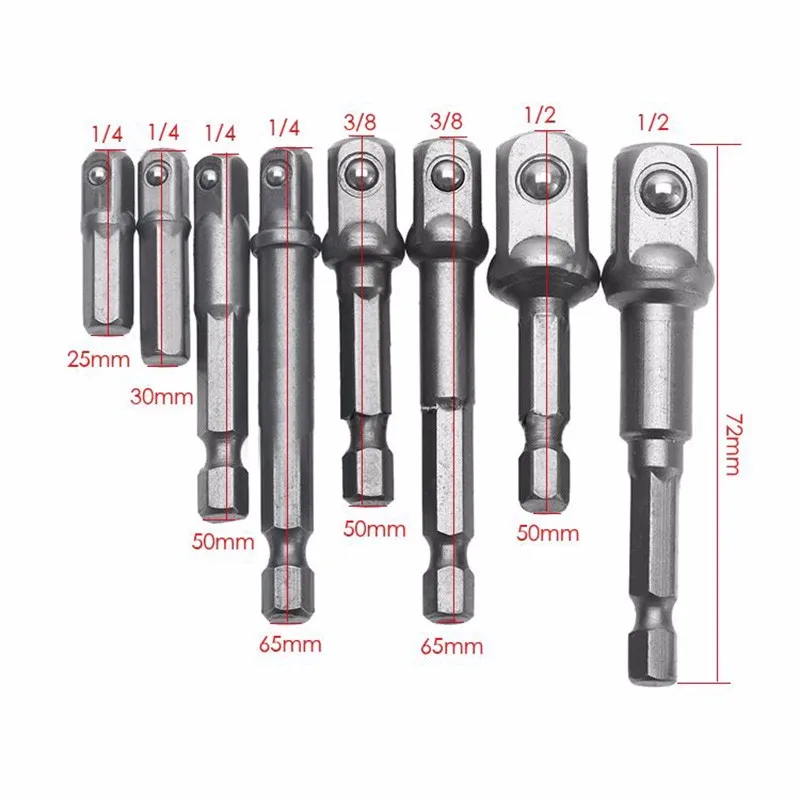 8 шт. CRV хром-ванадиевая сталь Квадратный привод гнездо адаптера Питание набор ударный шестигранный хвостовик 1/" удлинитель сверла