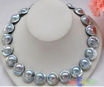 

AAA++ HUGE REAL 18" 20mm gray south sea mabe pearl NECKLACE>>>Lovely Women's Wedding Jewelry Pretty