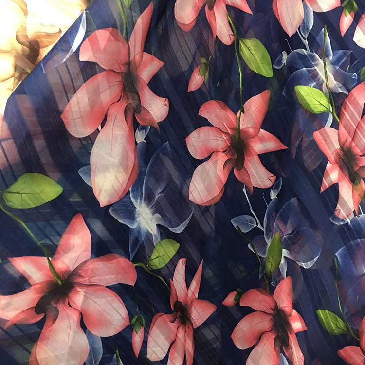 silky strips floral printed chiffon fabric soft breathable DIY dress blouse | Дом и сад
