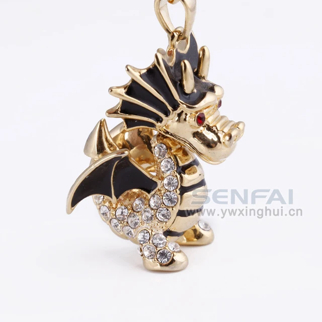 Novelty 3D Animal Key Chain Innovative Rhinestone Dragon Keychain