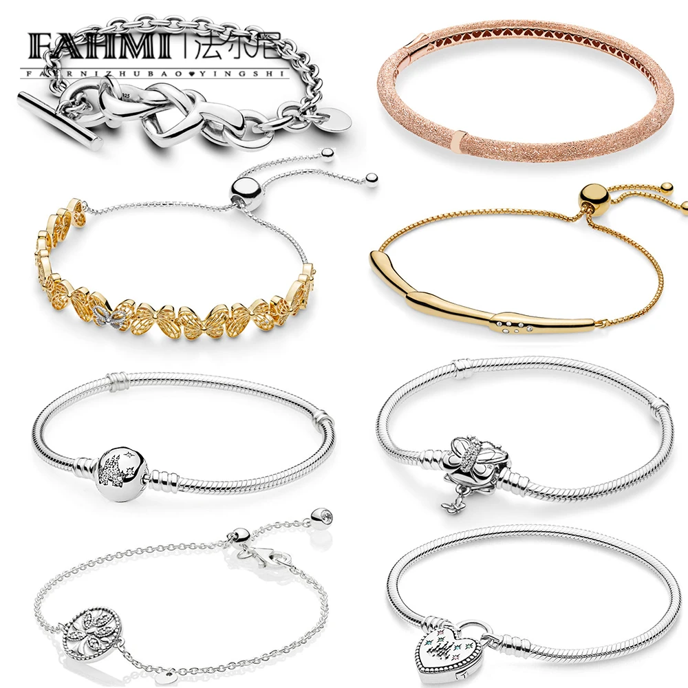 

FAHMI 100% 925 Sterling Silver Spring Shine Flower Stem Sliding Bracelet Butterflies Tree of Life Rose Matte Brilliance Bangle