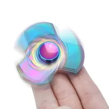 Медный красочный Гальванизированный палец Спиннер антистресс три лезвия вращающийся ручной Спиннер Настольный подарок для СДВГ аутизма