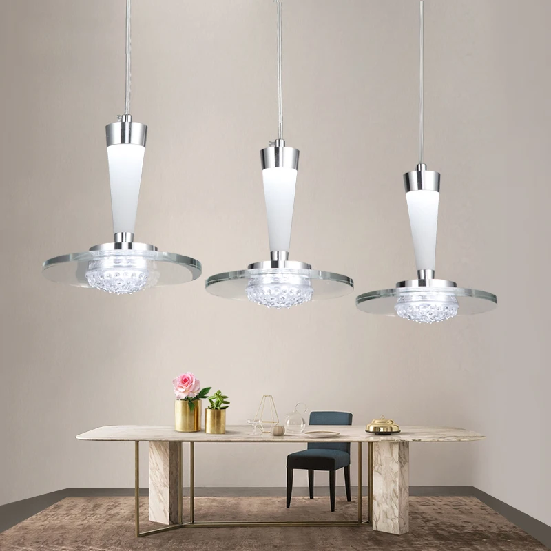 Led Pendant Lights Dining Room : T transparent crystal led dining room pendant light modern