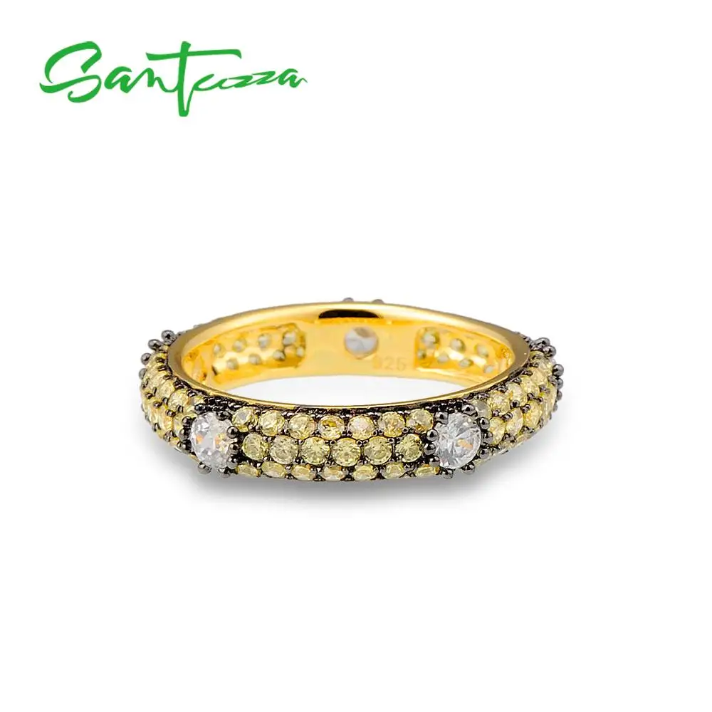 SANTUZZA, серебряные кольца для женщин, золотой цвет, много цветов, кубический цирконий, кольца вечности, чистое 925 пробы, серебро, модное ювелирное изделие