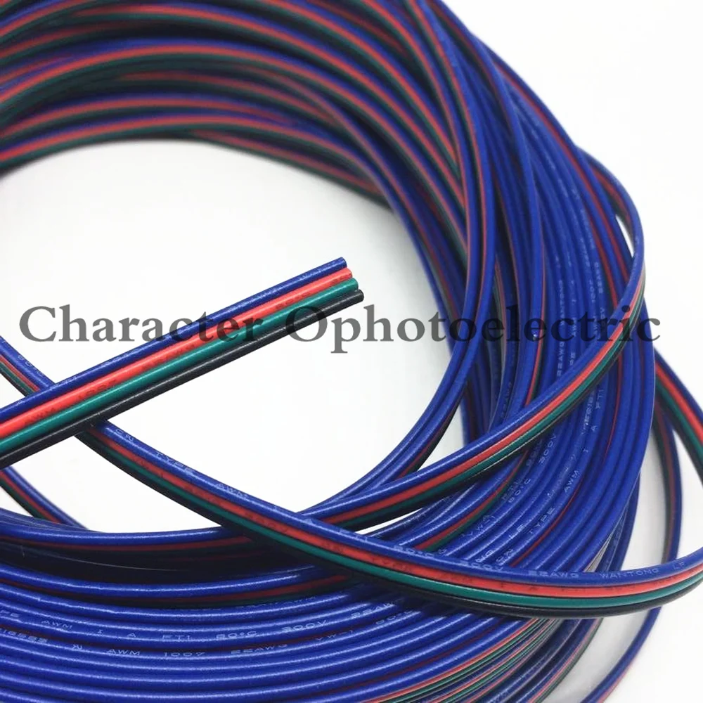

10m/lot RGB 4pin cable wire for LED RGB strip, 22AWG RGB 4 colors wire, 4pin Tinned copper extend wire For 5050 3528 RGB strip