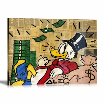 

Alec Monopolys Scrooge Cash HD Wall Art Canvas Poster Print Canvas Painting Decorative Picture for Office Living Room Home Decor