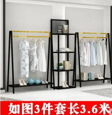 Двухъярусная витрина для магазина одежды, комбинированная стойка для мужчин и женщин, витрина для магазина одежды, железная одежда - Цвет: 3.6m