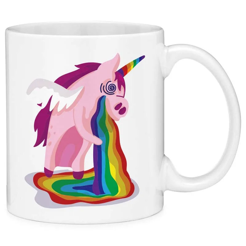 

Funny Coffee Mug Throwing up Vomiting Rainbows Unicorn Tea Cup Mothers Day Fathers Day Gifts, Christmas Gifts Friends and colle