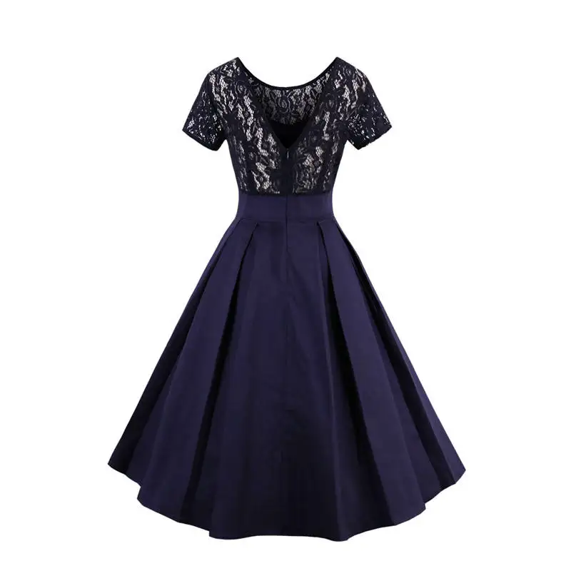 Ladies Sexy Lace Hollow Summer Dress Women 2018 Sleeveless Slim 50s 60s Vintage Dress Elegant Backless Evening Party Dresses New Dresses