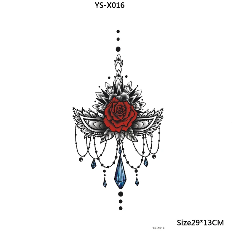 The rose black lace is sexy chest tattoo 29 * 13 cm temporary tattoos sexy body art flash