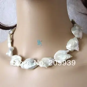 

huij 003385 17.5" 25-32mm White Keshi Freshwater Pearl Necklace