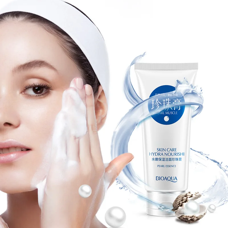 Bioaqua увлажняющий очищающий крем для лица с насыщенным вспениванием ЖЕМЧУГ