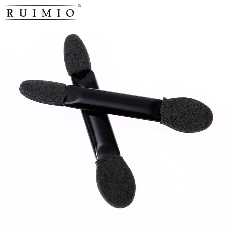

RUIMIO 10pcs Disposable Dual Sided Sponge Eyeshadow Brush Stick Tipped Oval Makeup Applicator Makeup Brush Cosmetic Tool (Black)