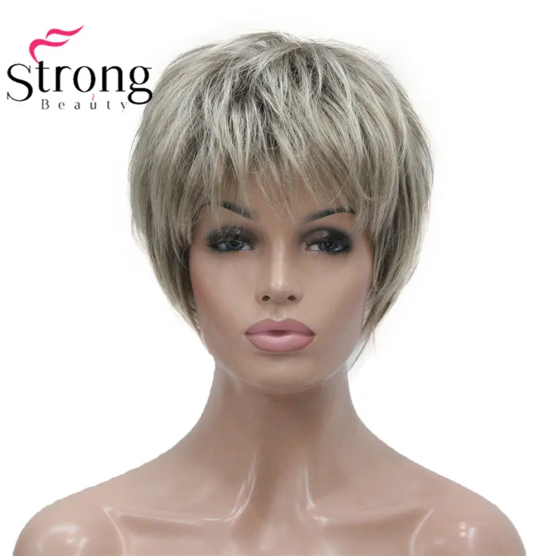 E-3621 #230T Hivision Wig Fashion Classic Cap Ash Grey mix Brown Short Wavy Synthetic Lady's (2)