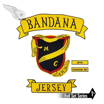 

BANDANA JERSEY large patch set Biker Embroidery iron on Patch custom text applique for clothing