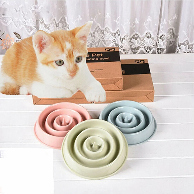 

1pc Pet Bowl Dog Cat Slow Interactive Food Feeder Healthy Anti-Gulping Feed Dish Bowls Dog Supplies Products Solid New