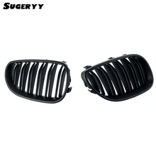SUGERYY 1 Pair Car Style Gloss Black Dual Fin Front Kidney Grills Grille For BMW 5 Series E60 E61 4 Door 2003-2009 Accessories