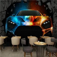 Free Shipping 3D stereo wallpaper Bar KTV cool car broken wall custom wallpaper lobby office living room mural free shipping wallpaper cool retro music sound carnival ktv wall ktv wallpaper bar mural music restaurant custom 3d wallpaper