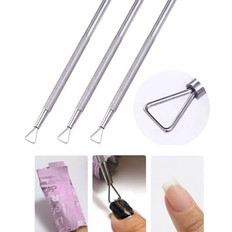

Triangle Stick Rod UV Gel Polish Remover Culticle Pusher Stainless Steel Manicure Nail Art Tool for Removing Gel Varnish