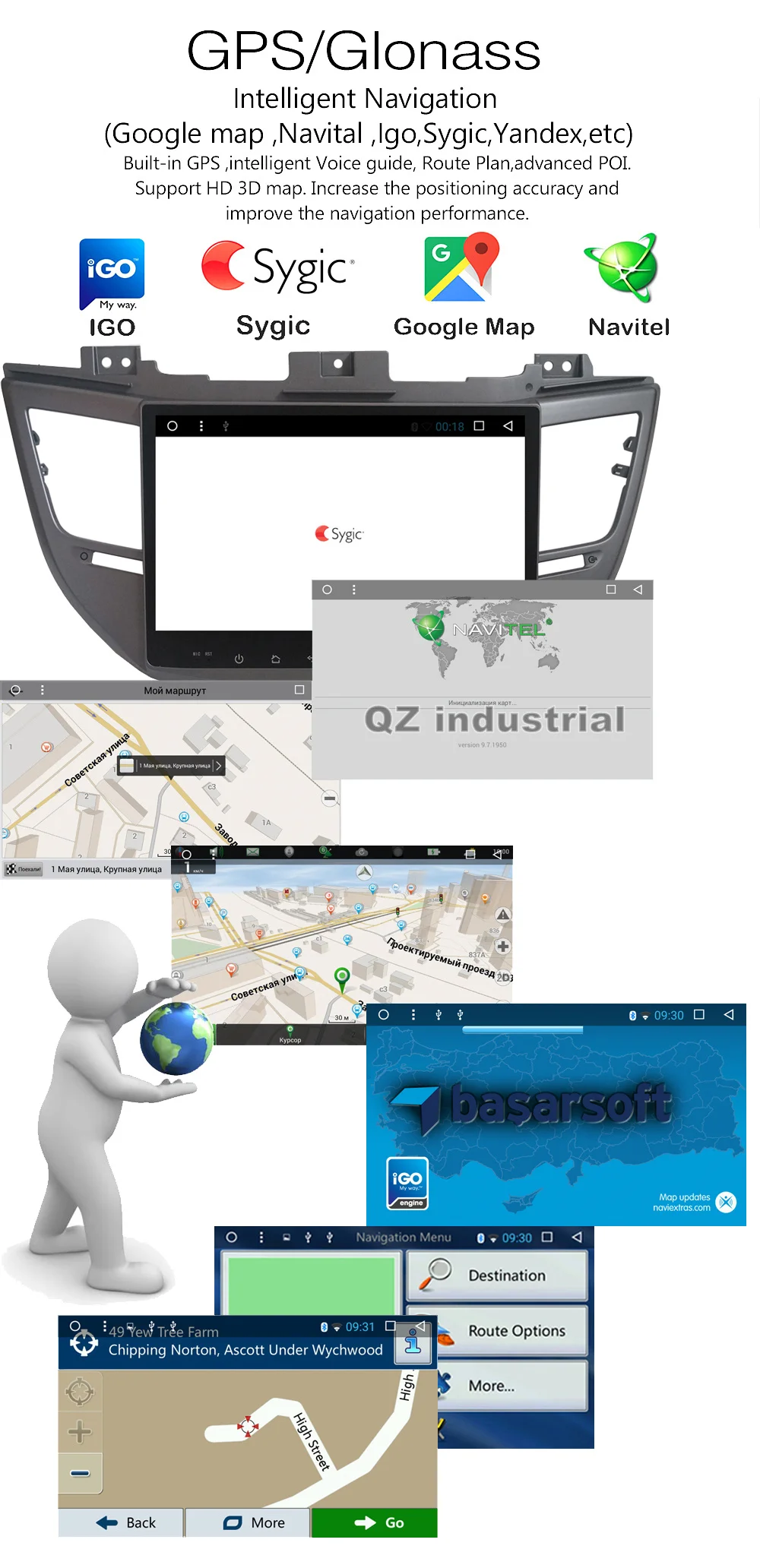 Excellent QZ industrial HD 10.1inch Android 8.1 T3 Car radio DVD player for Hyundai Tucson 2015-2017 with BT GPS 3G 4G WIFI SWC RDS Map 10