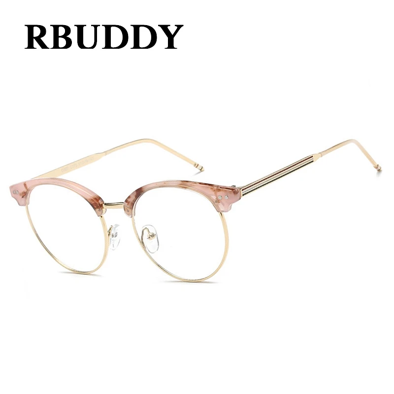 Cena RBUDDY okrągłe przezroczyste okulary fałszywe okulary do czytania lub pracy przy komputerze przezroczyste soczewki mężczyźni kobiety okulary optyczne okulary metalowe Lunettes