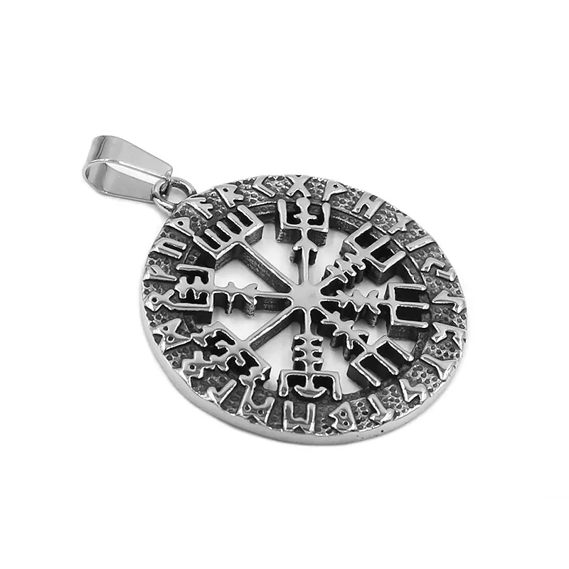 

Wholesale Norse Viking Rune Pendant Odin's Symbol of Runic Viking Pendant Stainless Steel Biker Mens Pendant Necklace SWP0498A