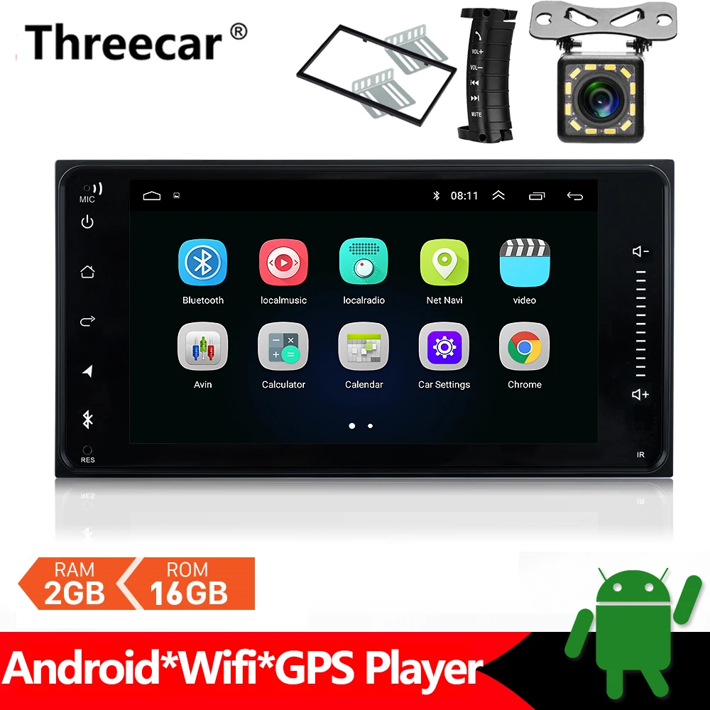 

Universal Android 2Din Universal Car Radio 2GB RAM+16GB ROM Wifi Bluetooth GPS Multimedia Player mirror link navigation stereo