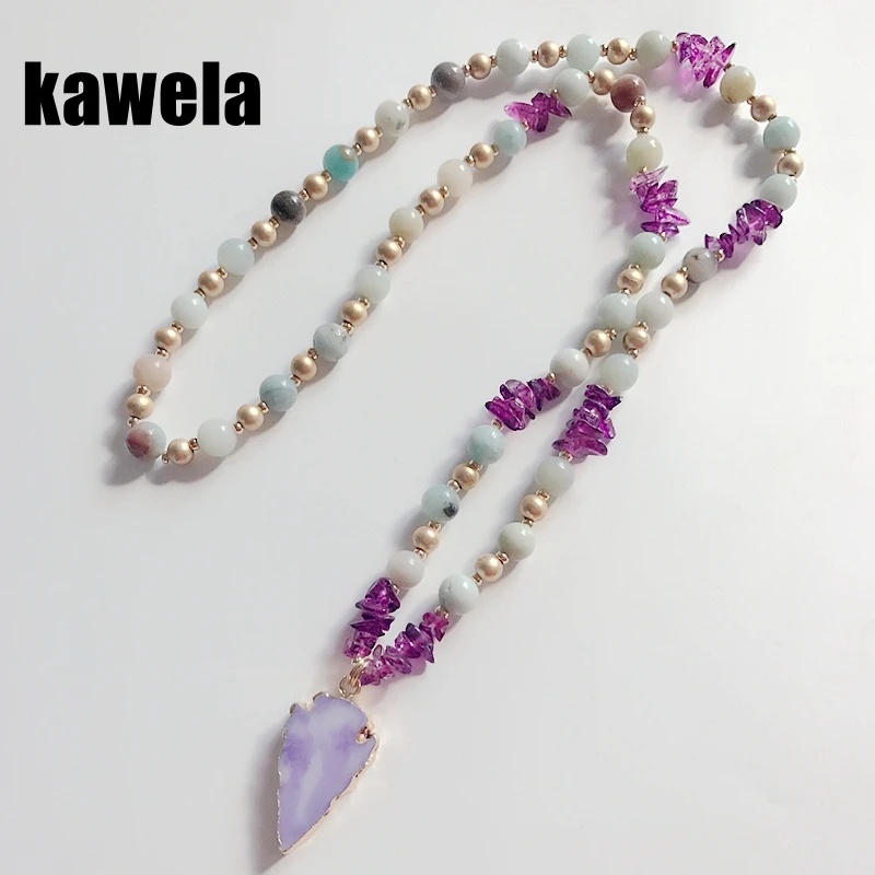 

Free Shipping New Simple Purple Stone Fashion Amazon Stone Pendant Necklace