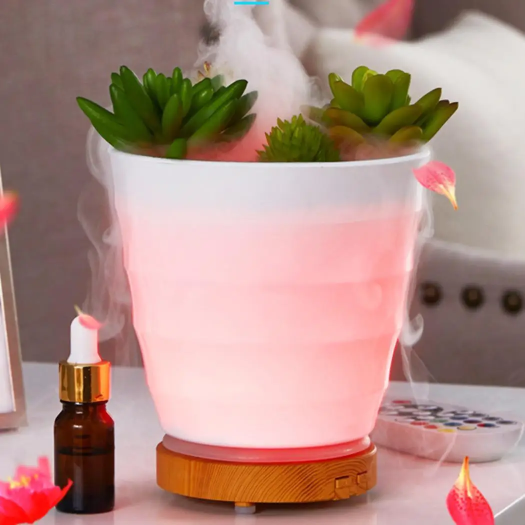 

3D Simulation Potted plant Aroma Essential Oil Diffuser Ultrasonic Air Humidifier 7 Color Changing LED Light for Home Office Hot