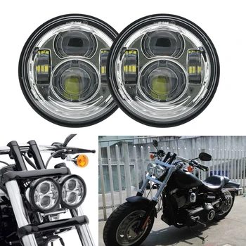 

For Harley Davidson Fat Bob FXDF Motorcycle Moto Projector Double Headlamp with 4.65 Inch Moto LED Headlights Assembly