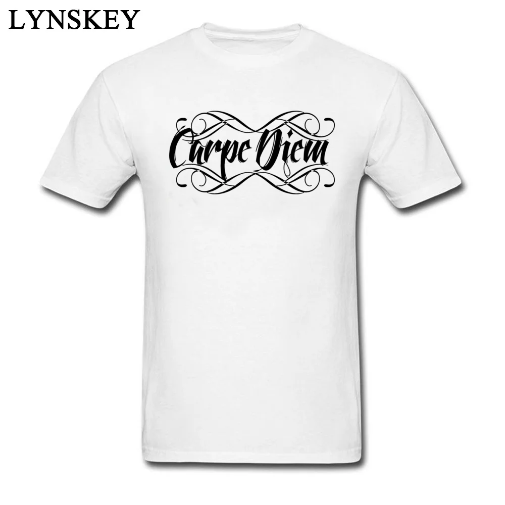 Newest Casual T Shirts Autumn 100% Cotton Round Neck Tops Tees Short Sleeve Casual Carpe Diem Tee-Shirts Top Quality Carpe Diem white