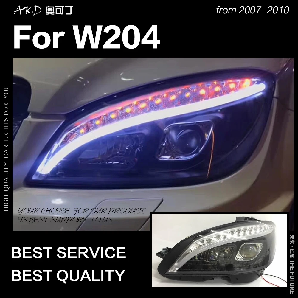 AKD автомобильный Стайлинг головная лампа для Benz W204 фары 2007-2010 C300 C260 C200 светодиодный налобный фонарь светодиодный DRL Hid Bi Xenon автомобильные аксессуары