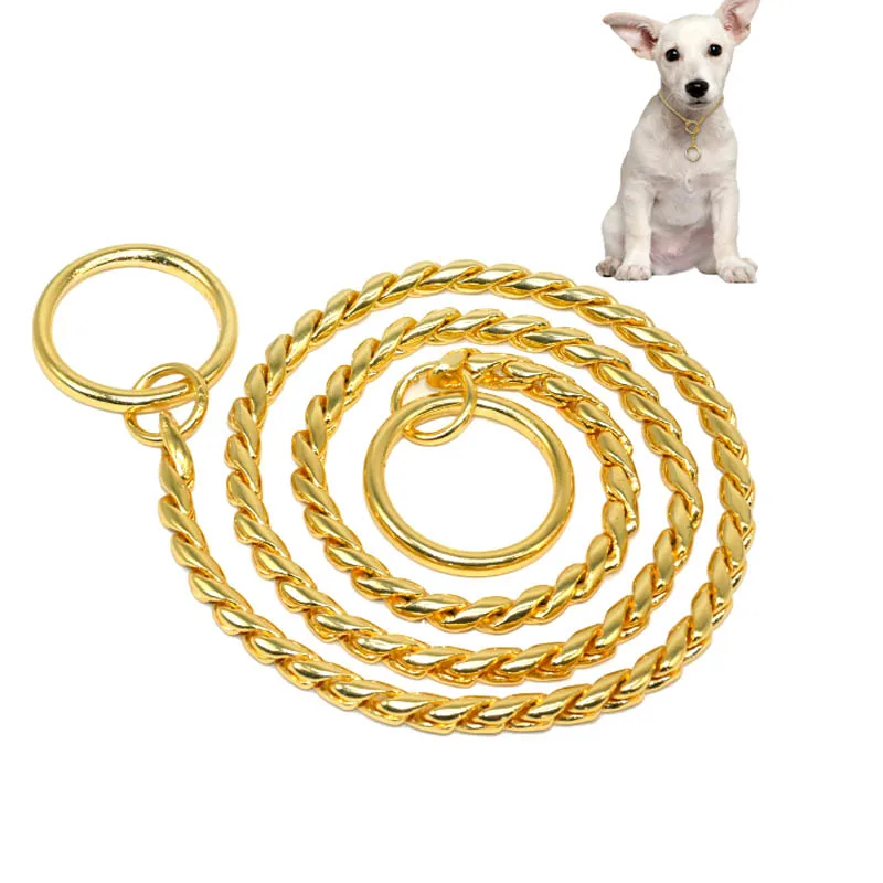 

Snake Chain Dog Show Collar Heavy Metal Chain Dog Training Choke Collar Strong Chrome or Gold or Silver 3mm