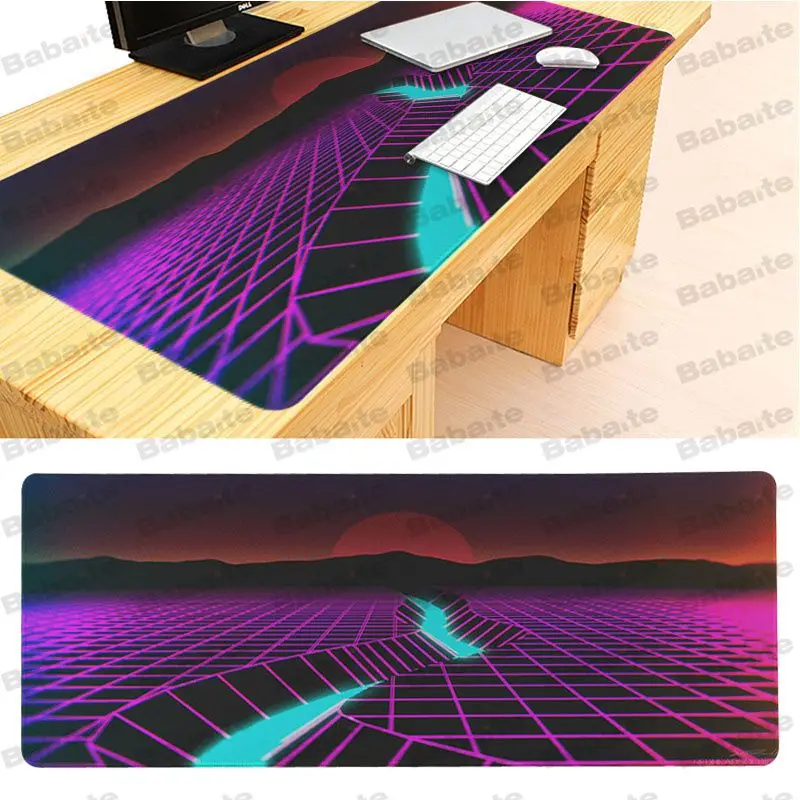 Babaite Synthwave прочный резиновый коврик для мыши Размер 40x90 см компьютерный