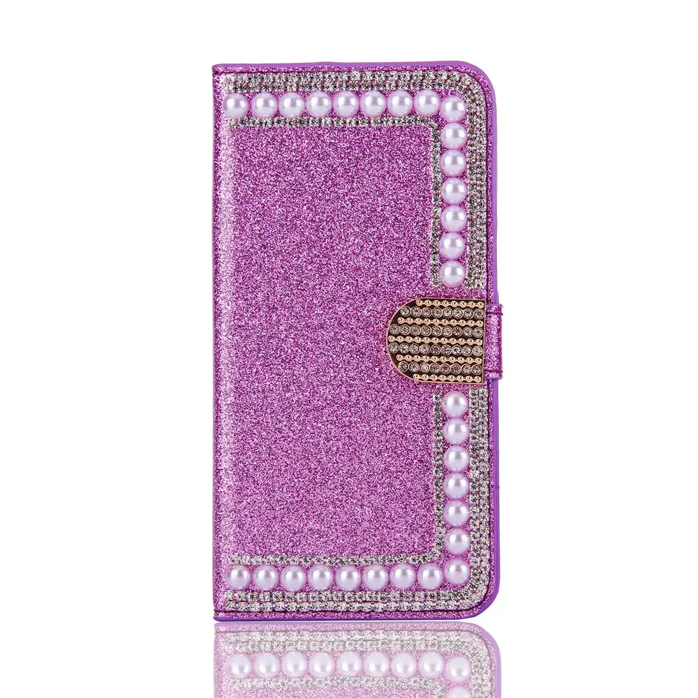 KISSCASE модный Алмазный чехол для samsung A50 A70 A30 A7 A9 A8 2018 Plus жемчужный кожаный откидной