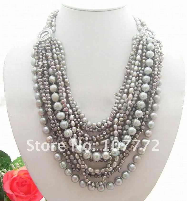 

15 strands Grey Pearl Necklace