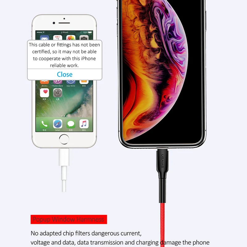 USAMS кабель освещения для iphone кабель зарядного устройства для iphone 5 6 7 8 XS 2 м кабель usb для iphone кабель ios 12 11 10 9 для ipad air 2