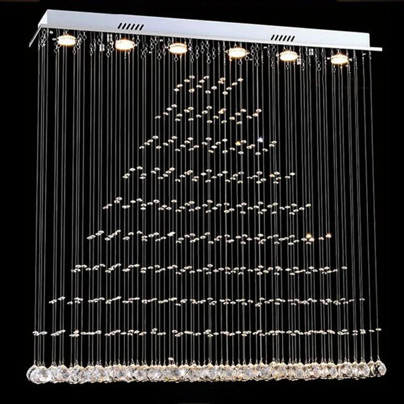 

Modern LED Cystal Ball Hanging Wire Square Chandelier Light Fixture Rain Drop Curtain Chandelier LED Lamp Bar counter Lighting