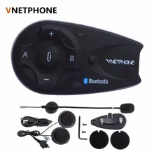 Vnetphone V5 1200M BT Bluetooth Motorcycle Helmet Interphone For 5 Riders Talk at same time Intercom with Headset