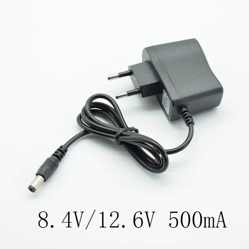 

Converter Adapter DC 8.4V/12.6V 500mA/0.5A Power Supply Charger EU Plug 5.5mm * 2.5mm(2.1mm) AC to DC for 18650 lithium battery