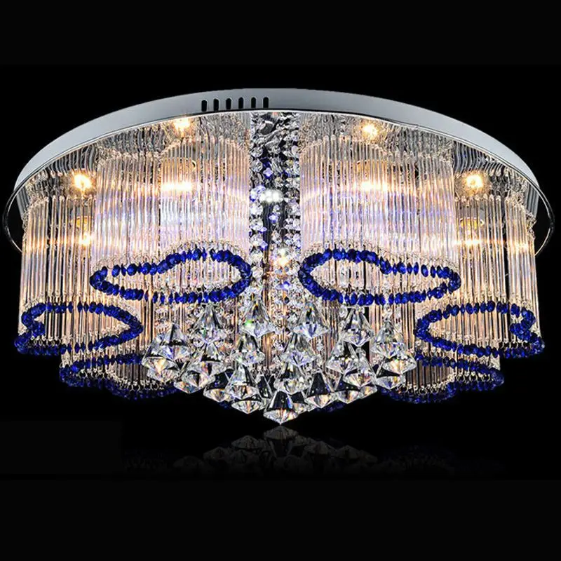 

Romantic Living Room Blue Crystal Ceiling Light Fashion Heart Shape Dining Room Ceiling Lamps Glass Sticks Bedroom Ceiling Lamp