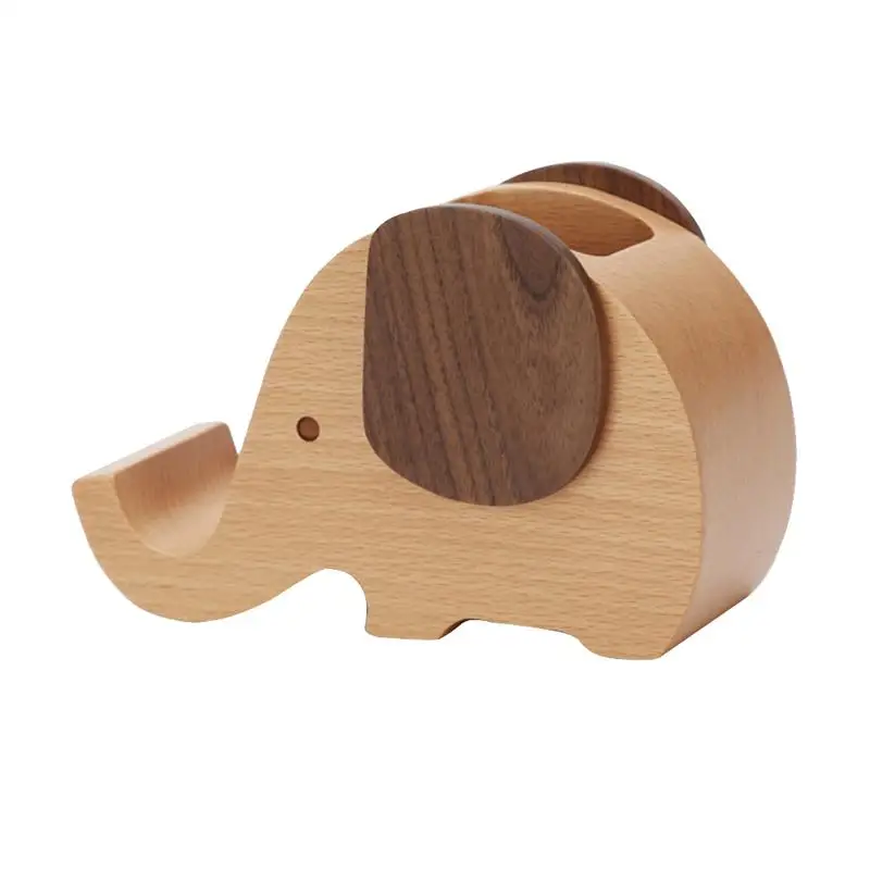 2pcs Creative Pen Holder Beech Elephant Shape Pencil Storage Box Holder With Cell Phone Stand Stationery Box Desk Organizer