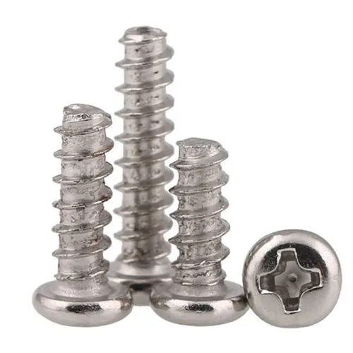 

100Pcs M1*2/3/4/5/6mm Length Phillips Cross Round head Flat tail tapping screws computer electronic small bolts Stainless Steel