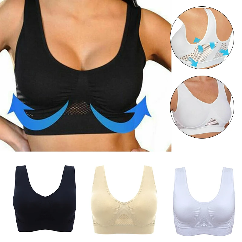  Women Bra Air Permeable Cooling Summer Sport Wireless Bra Gym Fitness Bra Running Underwear Vest Br
