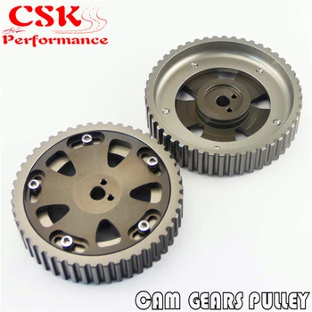 

2Pcs Cam Gear Pulley Kit Fit For Mitsubishi Lancer EVO 1-9 ECLIPSE DSM 4G63 Gray