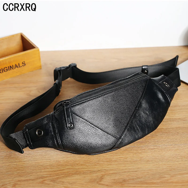 En Ligne Hommes taille sacs PU cuir homme poitrine sac mode bandoulière sacs à bandoulière homme loisirs voyage taille Pack unisexe noir Fanny Pack