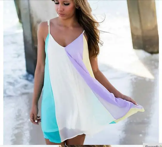 

Women Dress Chiffon Summer 2019 V-Neck Sleeveless Casual Mini Dress Boho Beach Vinatge Floral Dress Sundress Vestidos De Fiesta