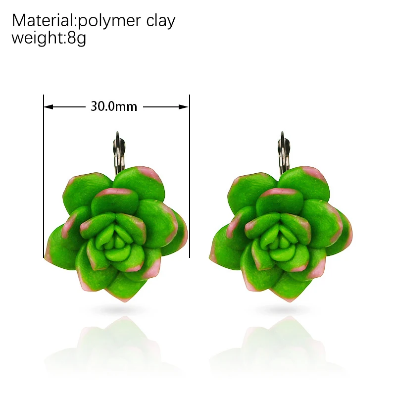 Cpop милое зеленое мясистое растение растения личности серьги из полимерной глины женские ювелирные украшения в подарок для друга Горячая